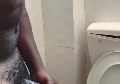 Solo Mature Male Jerking His Black Dick in the Bathroom and Releases Huge Cumload