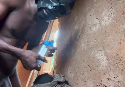 Warrior Leave the Battlefield & Get to Uncompleted Building & Made Special Masturbator & Cumshot