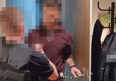 Part 1 - Straight Muscle Guy and Security Guard First Time Anal, Kissing and Blowjob While I Watch