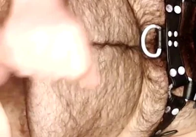 Daddy Bear Jerks off in Leather Harness More Hot Bear
