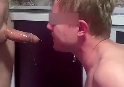 Master shoves a huge dildo down the whore's throat