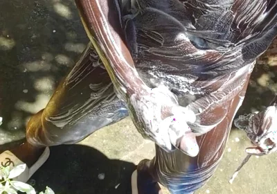 Mature Hard Black Dick Gets Real Shower