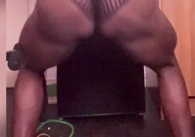 Fishnet Gear Squat & Wank Session