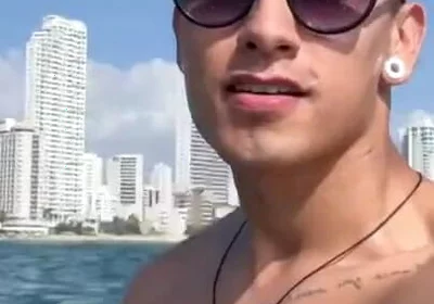 Tourist Exhibits Himself in a Jet Ski in the Sea on the Beaches of Cartagena