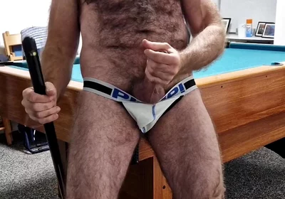 Hairy Muscle Stepdad at the Pool Table