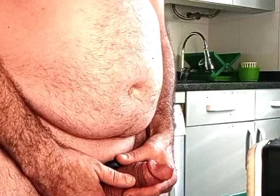 Chubby with Big Fat Cock, Fucking My Ass with Huge Plug, and Handjob Machine