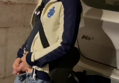 Amateur Boy Taking His Fat Cut Cock Out of His Jeans and Pissing in the Street