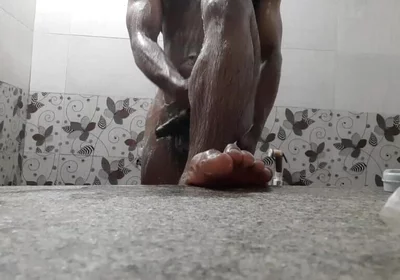 Horny Boy in the Bathroom Showering
