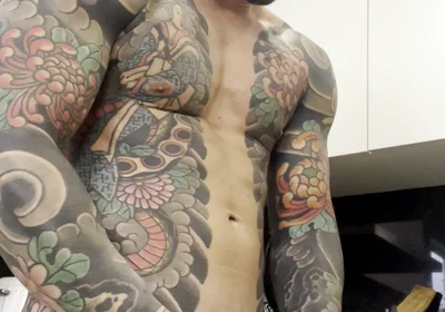 In the Kitchen of Handsome Muscular