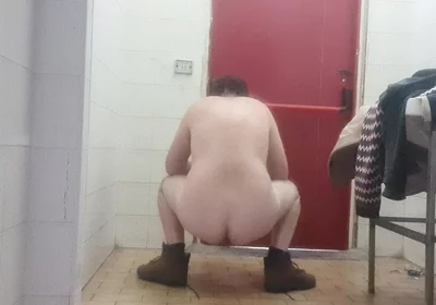 Nude in Pubblic Bathroom