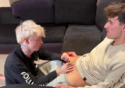 Blonde Twink Dude Sucks Cum Out Of His Mate Whilst He Video Games Fornite