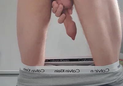 Skinny Twink Bending Over and Playing with Cock Close up