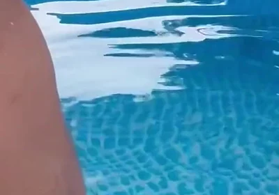 Outdoor Poolside Attraction, Got Horny After Taking a Dip, Big Cock Cums All Over