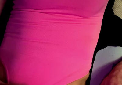 Cdmichelle Wearing Pink Bodysuit with Hard Nipples Cumming on Leg