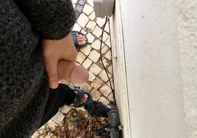 Guy Filming Himself Wanking Outside From Eye View Perspective