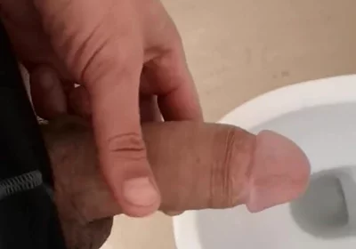 Hot and Hung Guy Filming His Dick While Jerking off an Cum Into the Toilet Sink