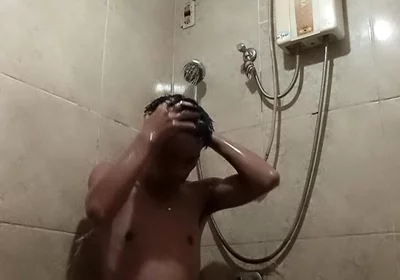 Filipino Solo Shower: Slim Asian Twink Jerks Big Cock
