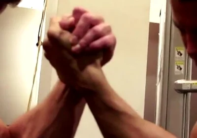 Amateur Fitness Guys Arm Wrestle in the Gym