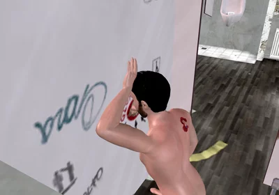 Animated 3D Gay Porn - Handsome Man Sucking Dick Through Glory Hole in Men's Toilet