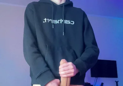 Skinny Boy Holding Back a Huge Cumshot Until It Hurts