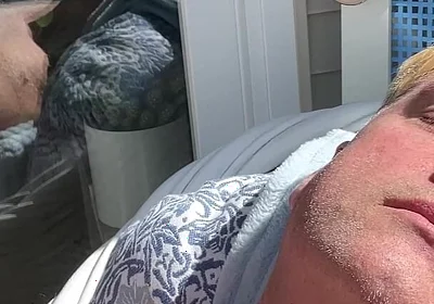 Hunk Stepdaddy Bear Naked Sunbathing in the Veranda 1