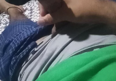 Lying Man Masturbates While His Stepmom Is Playing in the Other Room