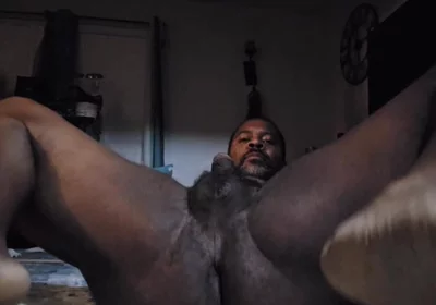 Presenting My Ass and Stroking My Big Black Cock