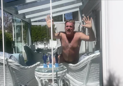 Hunk Stepdaddy Bear Naked Sunbathing in the Veranda 4