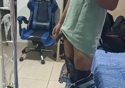 Dick Out of Pants and Urinating at Work