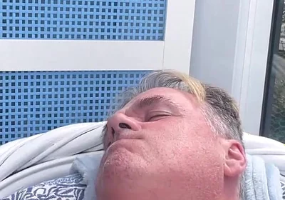Hunk Stepdaddy Bear Naked Sunbathing in the Veranda 6