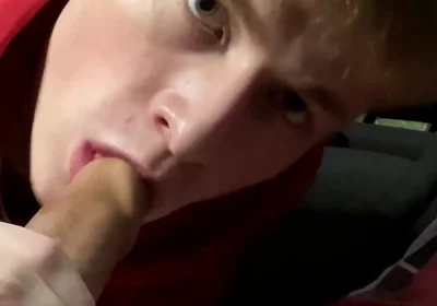 Young gay Aiden sucks his bf Matty big cock in the car
