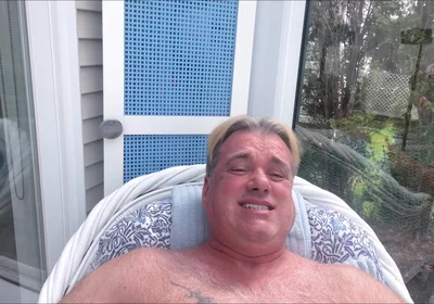 Hunk Stepdaddy Bear Naked Sunbathing in the Veranda 6