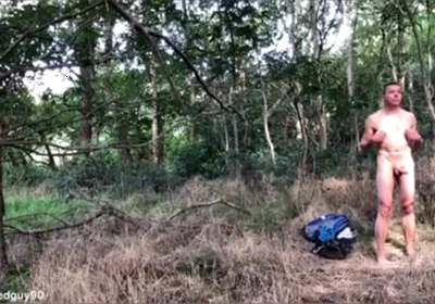 Naked Dude Cruisung in the Woods