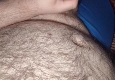 Fat Bear Jacking off & Cumming on Hairy Belly