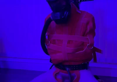 Straitjacket Twink Milked on the Kneeler