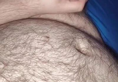 Fat Bear Jacking off & Cumming on Hairy Belly