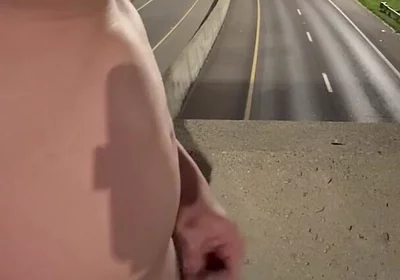 Asian Muscle Hunk Strips Naked on the Bridge - Ripped Flexing & Massive Cumshot