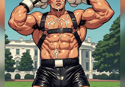 Asian Cum Covered Muscle Men Art