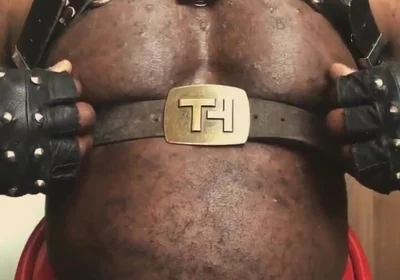 Black Muscle Close up Harness Belted Titplay