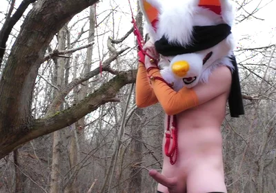 Bondaged Young Twink Piss in Forest