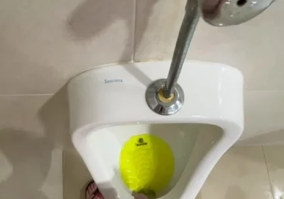 Dared to Piss Fully Naked in Public Toilets Urinal