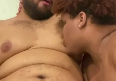 Naughty Kiss Between the Chubby White Man and the Black Guy
