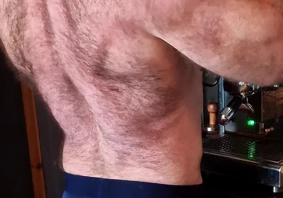Muscle Bear Has Coffee