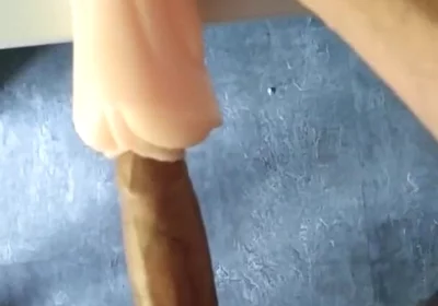 Perverted Pig Uses This Toy to Insert His Big Hard Wet Cock, and Cums Inside Obviously Bareback