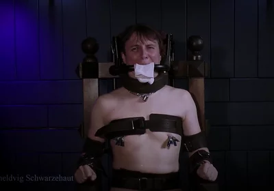 Rikki in Bondage Chair Steel Gag System & Sock Stuffing