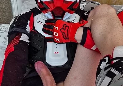 In Biker Gear, He Brought to Orgasm
