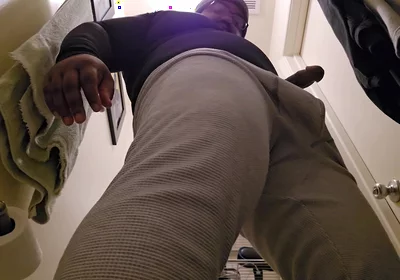 Black Stepdaddy Nuts in Bathroom After Work
