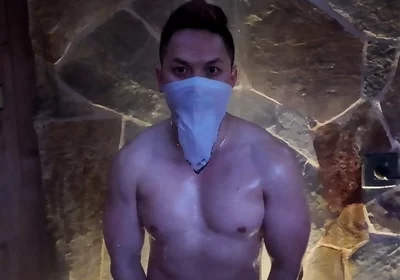 Naked Asian Muscle Hunk Dawn Outdoor Shower Flex - Thick Biceps, 6-pack Abs, V-taper Back & Big Cumshot