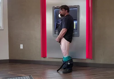 Jerking off at Bank