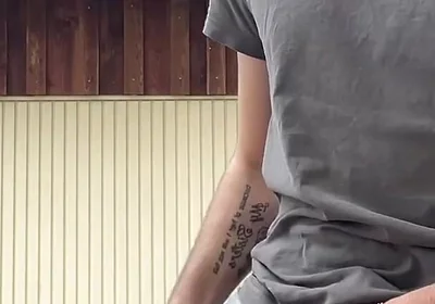Russian Boy Plays with His Cock on the Terrace. Very Risky